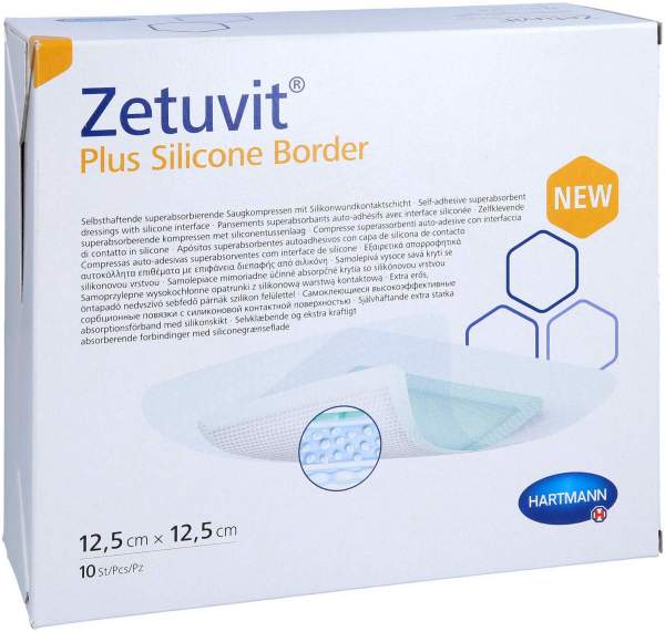 Zetuvit Plus Silicone Border Steril 12,5 X 12,5 cm 10 Stück