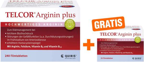 Telcor Arginin Plus 240 Filmtabletten + gratis Telcor Arginin Plus 20 Filmtabletten