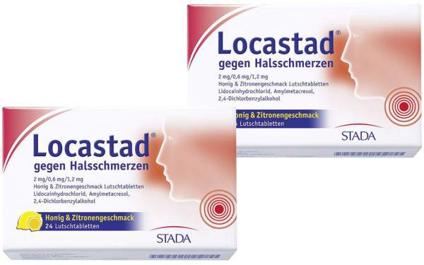 Sparset Locastad gegen Halsschmerzen HonigZitrone 2 x 24 Lutschtablet