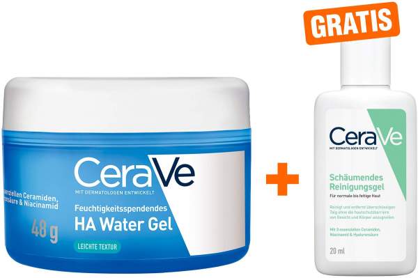 CeraVe feuchtigkeitsspendendes HA water Gel 48 g + gratis CeraVe Schäumendes Reinigungsgel 20 ml