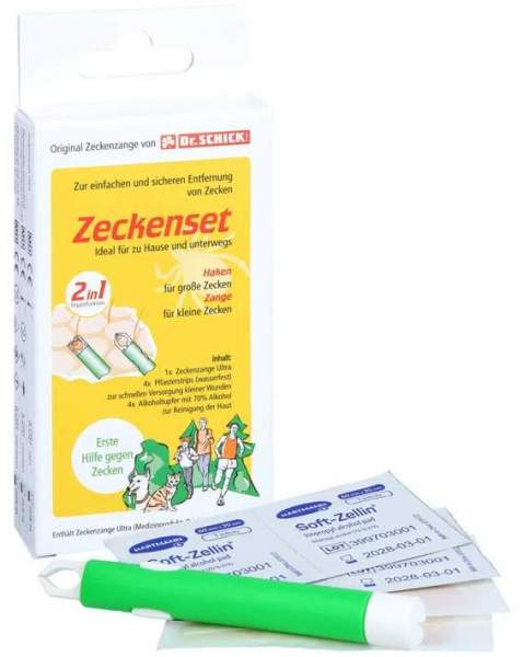 Zeckenset Dr.Schick 9tlg. Zange-Pflaster-Alkoholtuch