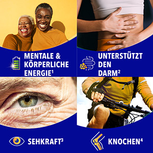 Bion3 Tablette mit 3-in-1 Formel, die 12 Vitamine, 3 Bakterienkulturen und 7 Mineralstoffe enthält.