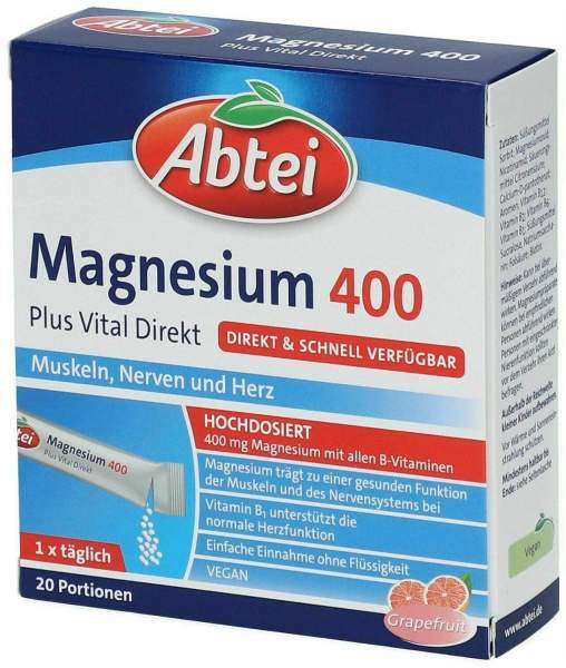 Abtei Magnesium 400 Plus Vital Direkt 20 Granulat-Sachets