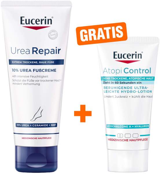 Eucerin UreaRepair Fußcreme 10% 100 ml + gratis AtopiControl Hydro-Lotion 20 ml