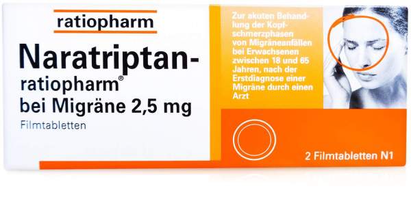 Naratriptan-ratiopharm bei Migräne 2,5 mg 2 Filmtabletten