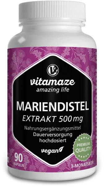 Mariendistel 500 mg Extrakt hochdosiert vegan 90 Kapseln
