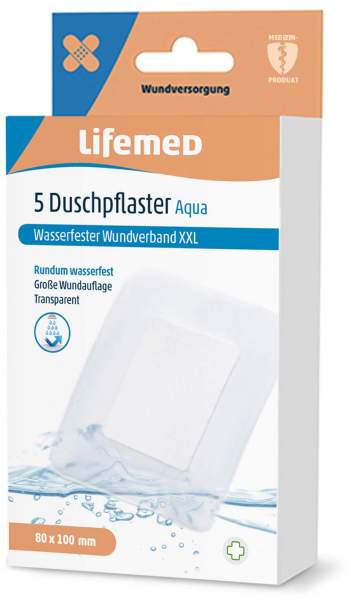 Lifemed Duschpflaster XXL Wasserfest, 8 x 10 cm, transparent