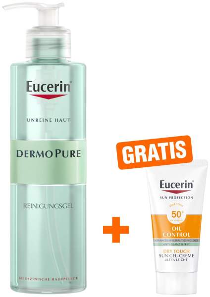 Eucerin DermoPure Reinigungsgel 400 ml + gratis Sun Gel-Creme 50+ 20 ml Gesicht