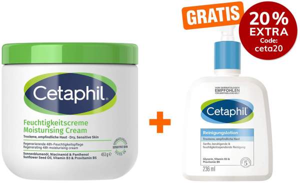 Cetaphil Feuchtigkeitscreme 453 g + gratis Reinigungslotion 236 ml