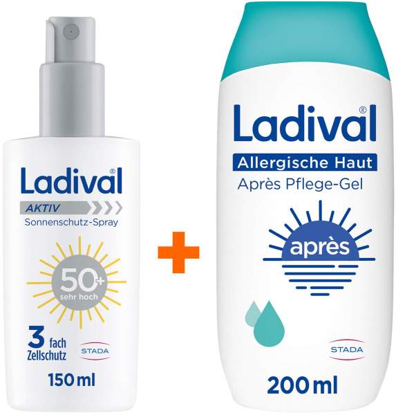 Ladival Aktiv Sonnenschutz-Spray LSF 50+ 150 ml + allergische Haut Apres Pflege Gel 200 ml