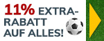 Machen Sie Ihren Einkauf zum Volltreffer und sichern Sie sich nur für kurze Zeit 11% WM-Rabatt ab 59€ Einkaufswert.