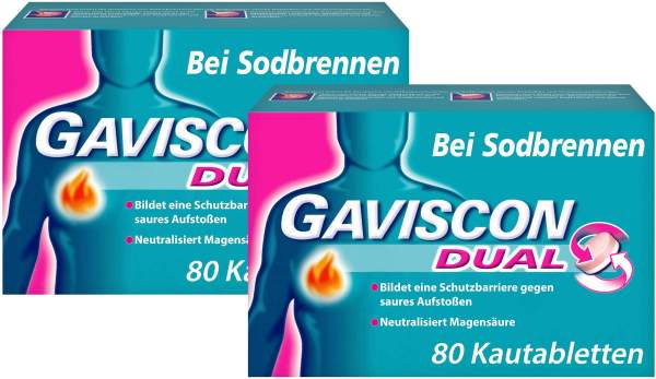 Gaviscon Dual 250 mg - 106,5 mg - 187,5 mg 2 x 80 Kautabletten