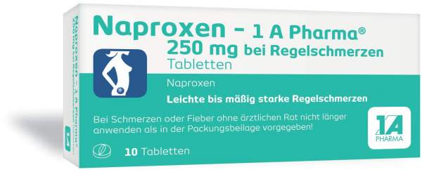Naproxen 1a Pharma 250 mg bei Regelschmerzen 10 Tabletten