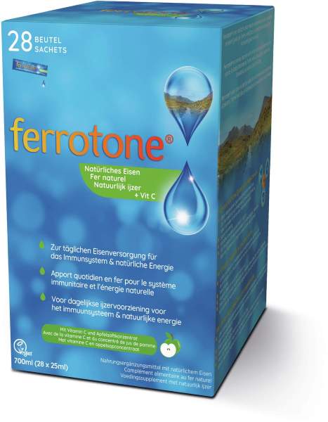 Ferrotone Natürliches Eisen plus Vitamin C Apfel 28 x 25 ml Beutel