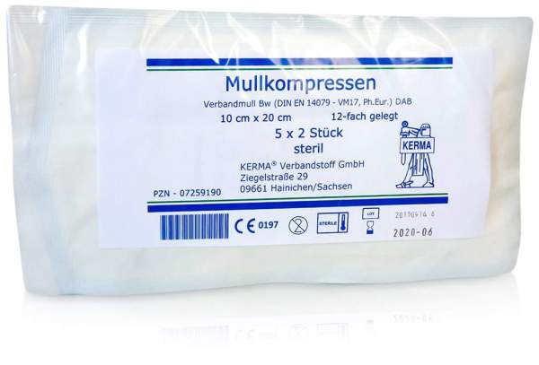 Mullkompressen Bw 10 X 20 cm 12fach Steril 5 X 2 Kompressen