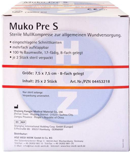 Mukopre S 7,5x7,5cm 8fach Sterile Mullkompresse