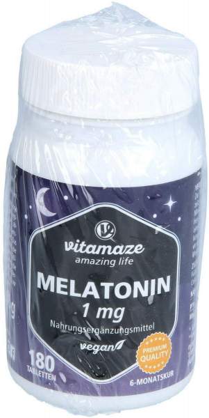 Melatonin 1 mg hochdosiert vegan 180 Tabletten