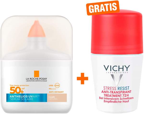 La Roche Posay Anthelios UV Air Serum LSF 50+ Getönt hell 50 ml + gratis Vichy Deo Stress Resist 72h 50 ml