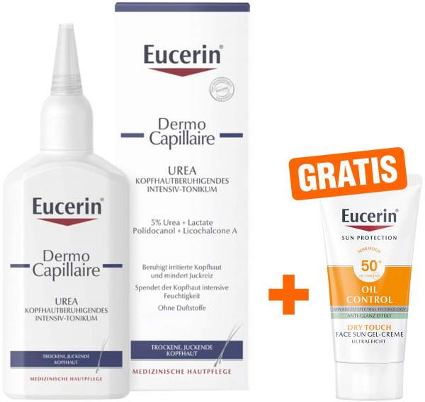 Eucerin Dermo Capillaire kopfhautberuhigend Tonikum 100 ml + gratis Sun Gel-Creme Oil Control 20 ml