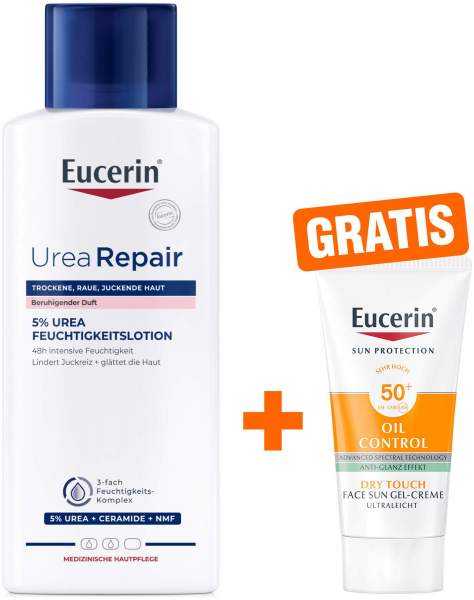Eucerin UreaRepair Plus Lotion 5 % mit Duft 250 ml + gratis Eucerin Sun Gel-Creme Oil Control 20 ml