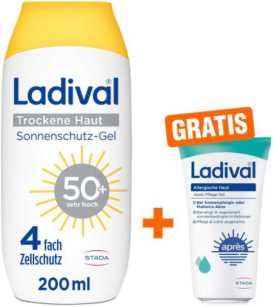 Ladival trockene Haut Sonnenschutz-Lotion LSF 50+ 200 ml + gratis Ladival allergische Haut Apres Pflege-Gel 50 ml