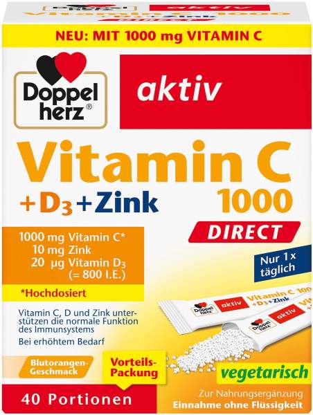 Doppelherz Vitamin C 1000 + D3 + Zink Direct 40 Stück