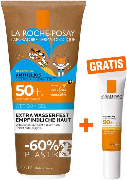 La Roche Posay Anthelios Dermo-Kids Wet Skin Gel LSF 50+ 200 ml + gratis Invisible Fluid UVMune 400 LSF 50+ 15 ml