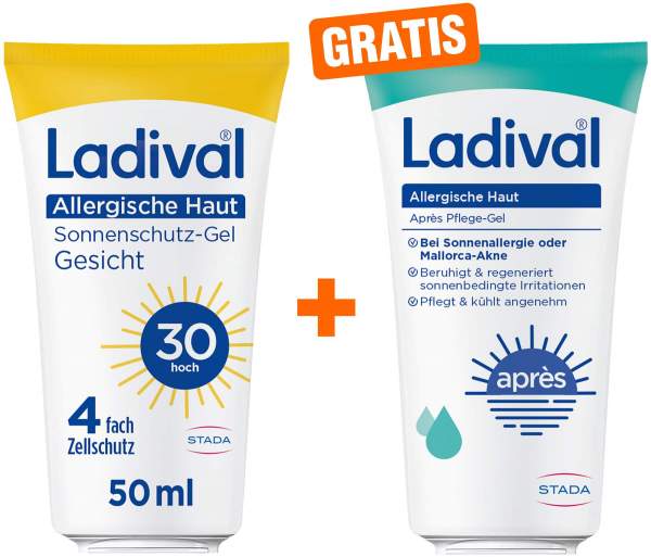 Ladival allergische Haut Sonnenschutz-Gel Gesicht LSF 30 50 ml + gratis allergische Haut Apres Pflege Gel 50 ml