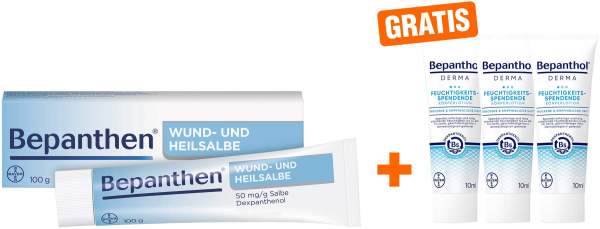 Bepanthen Wund- und Heilsalbe 100 g + gratis Bepanthol DERMA feuchtigkeitsspendene Körperlotion 3 x 10 ml