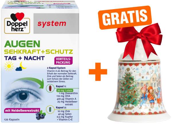 Doppelherz Augen Sehkraft + Schutz System 120 Kapseln + gratis Hutschenreuther Weihnachtsglocke 2023