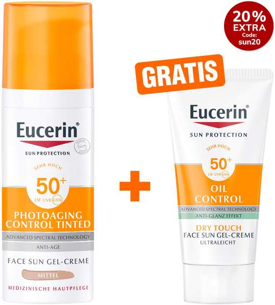 Eucerin Sun Photoaging Control Tinted Face CC Creme LSF 50+ + gratis Eucerin Sun Gel-Creme Oil Control 20 ml