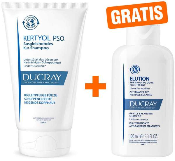 Ducray Kertyol PSO Kur Shampoo 125 ml + gratis Elution ausgl. Shampoo 100 ml