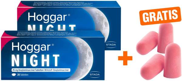 Hoggar Night 2 x 20 Tabletten + gratis Ohropax® Soft Ohrstöpsel 2 x 2 Stück