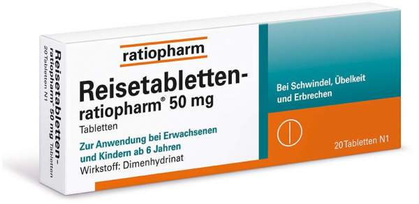 Reisetabletten ratiopharm 50 mg 20 Tabletten