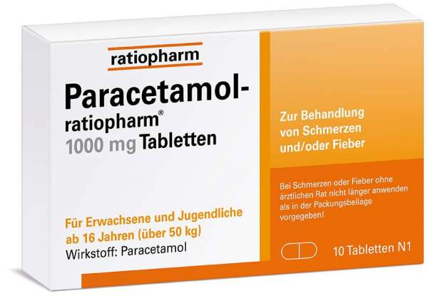 Paracetamol-ratiopharm 1000 mg 10 Tabletten