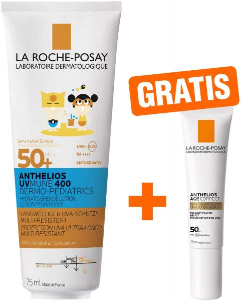 La Roche Posay Anthelios Dermo-Kids Hydratisierende Milch UVMune 400 LSF50 50 ml + gratis Age Correct LSF50 15 ml