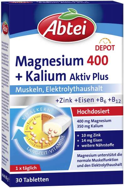 Abtei Magnesium 400+Kalium 30 Tabletten