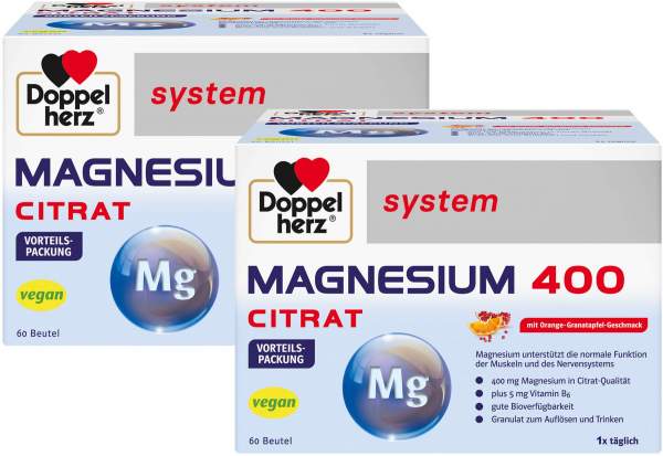 Doppelherz Magnesium 400 Citrat System Granulat 2 x 60 Beutel