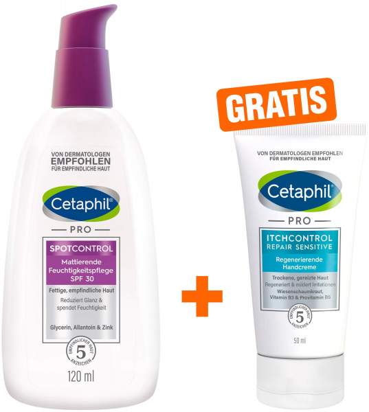 Cetaphil Pro Spot Control mattierende Feuchtigkeitscreme 120 ml + gratis Cetaphil Pro Itch Handcreme 50 ml