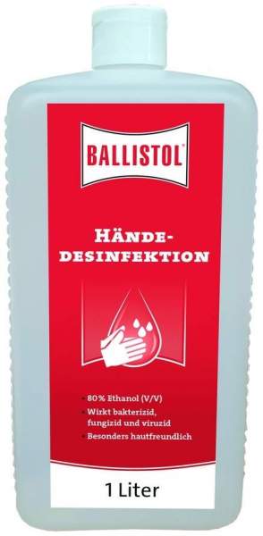 Ballistol Händedesinfektionslösung 80% Ethanol 1000 ml