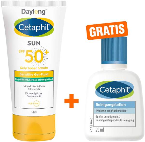 Cetaphil Sun Daylong SPF 50+ sensitives Gel - Fluid Gesicht 50 ml + gratis Cetaphil Reinigungslotion 29 ml
