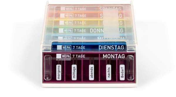 WEPA Medikamentendosierer für 7 Tage mit UV-Schutz in Regenbogenfarben