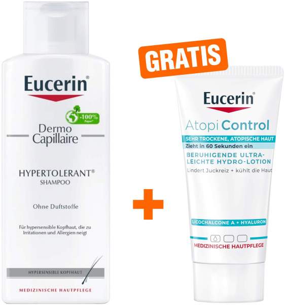 Eucerin Dermo Capillaire hypertolerant Shampoo 250 ml + gratis AtopiControl Hydro-Lotion 20 ml