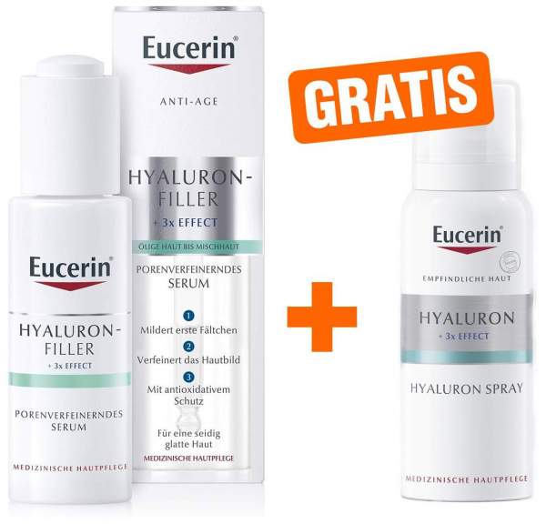 Eucerin Anti Age Hyaluron Filler Porenverfeinerndes Serum 30 ml + gratis Anti Age Hyaluron Spray 50 ml