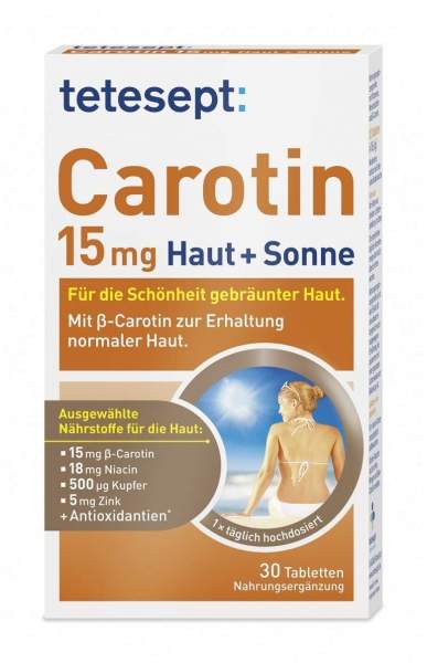 Tetesept Carotin 15 mg Haut + Sonne 30 Filmtabletten