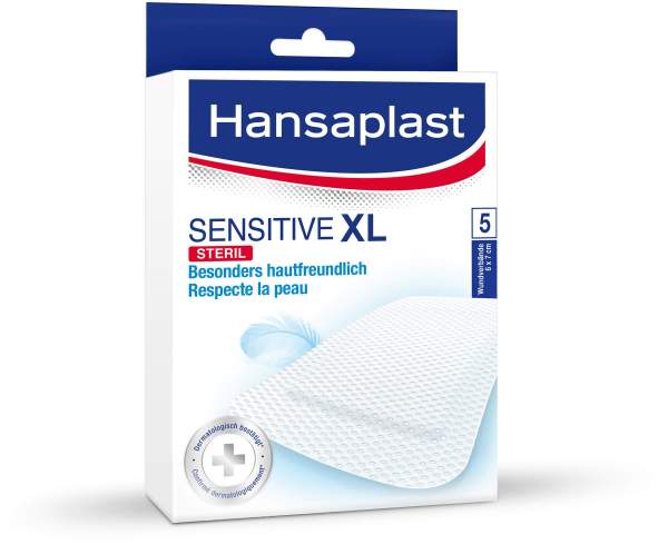 Hansaplast Sensitive XL Pflaster 6 x 7 cm 5 Pflaster
