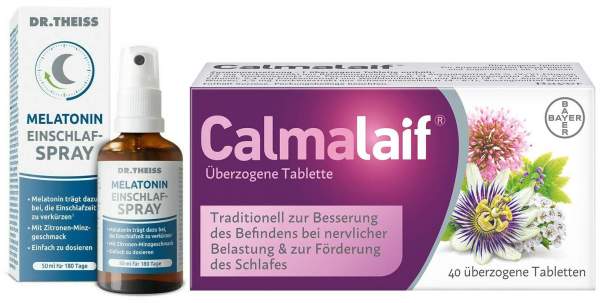 Dr. Theiss Melatonin Einschlaf-Spray 50 ml + Calmalaif 40 überzogene Tabletten