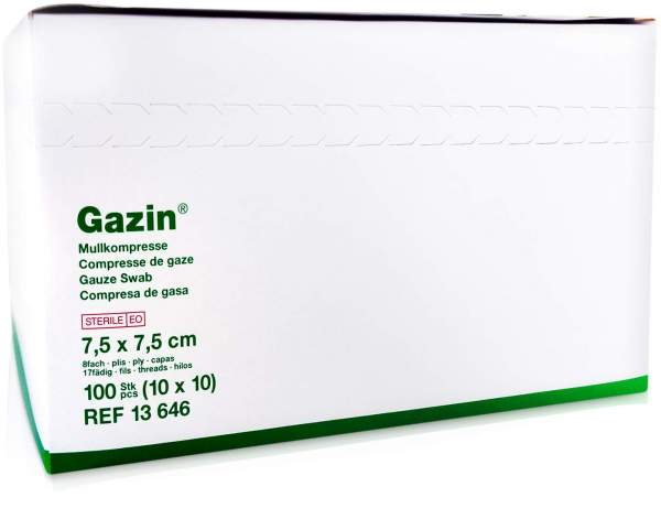 Gazin Kompressen 7,5 X 7,5 cm 5fach Steril 10 X 10 Kompressen