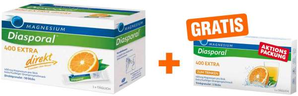 Magnesium Diasporal 400 Extra 50 Direkt Granulat Sticks + 5 Sticks gratis