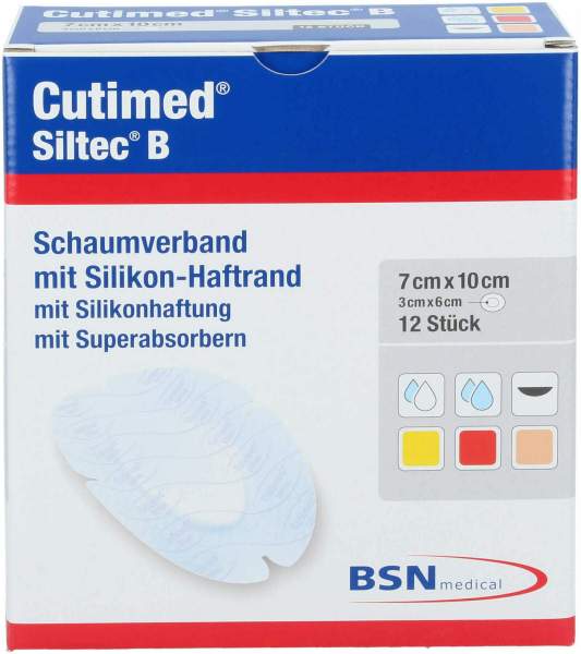 Cutimed Siltec B Schaumverb.7 X 10 cm Oval 12 Stück